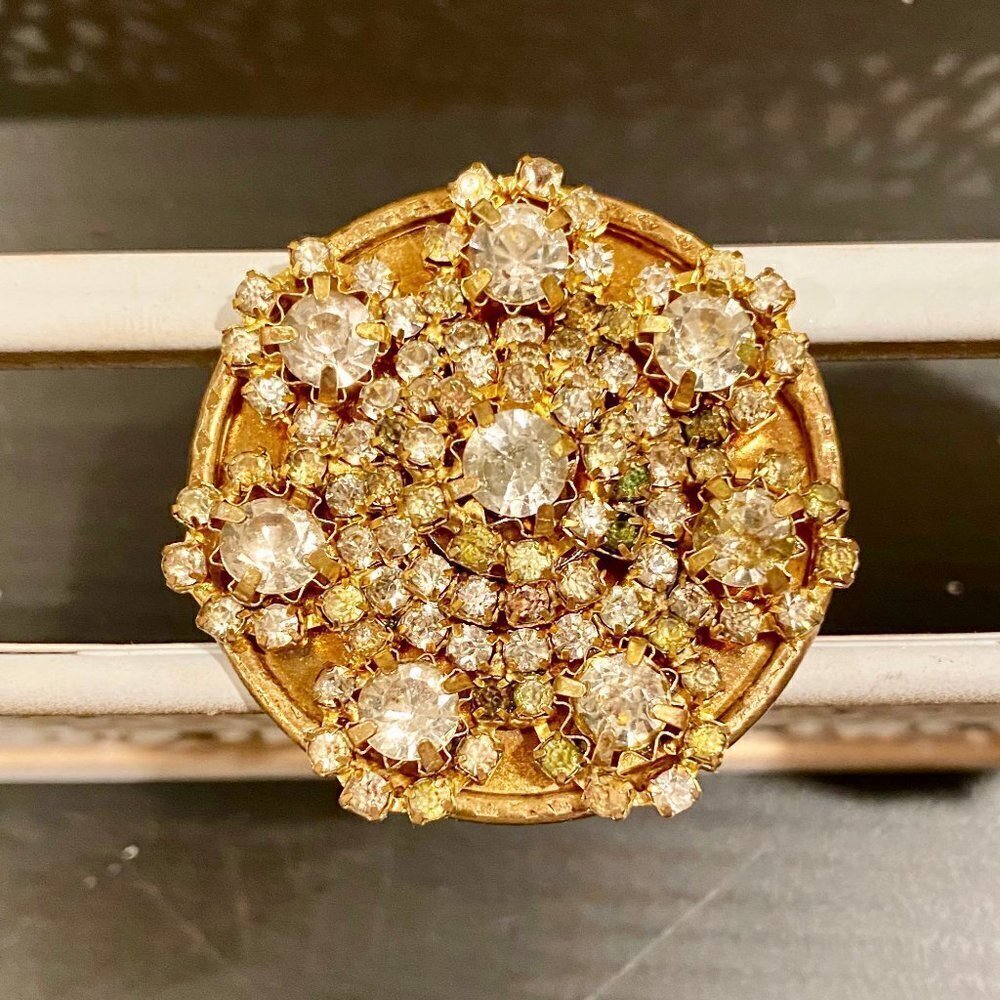 Many new set of 3 gold color wt/ rhinestone knobs